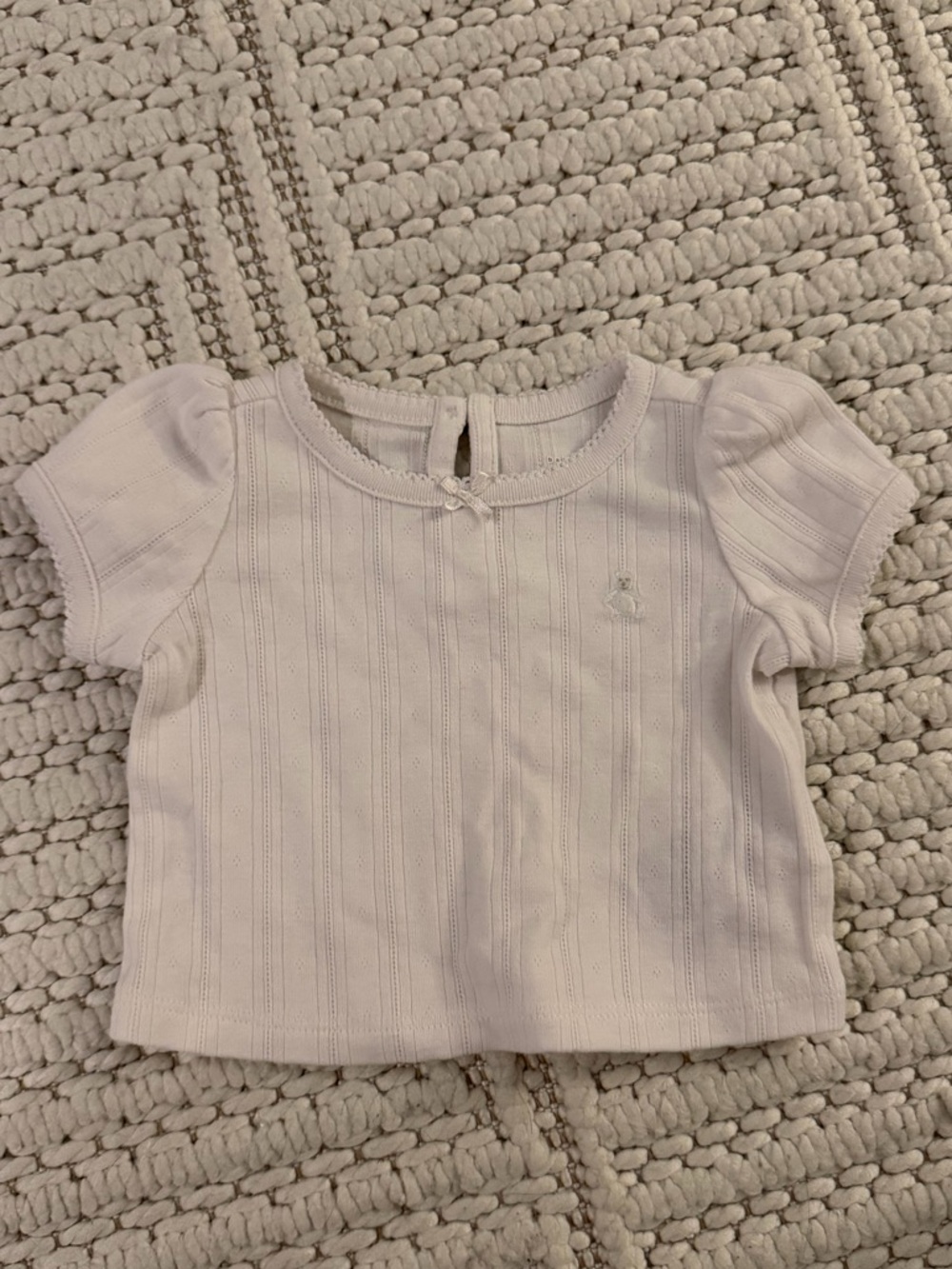 GAP Cream Ribbed Short Sleeve Baby Top